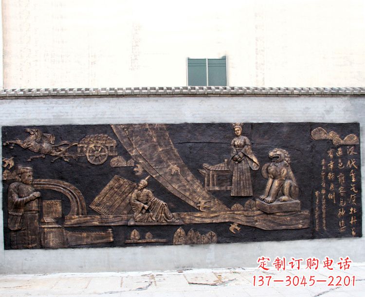 河南“汉代重气质,牡丹留正色”中国传统文化浮雕壁画,玻璃钢仿铜园林墙壁装饰壁画