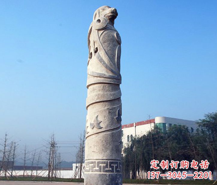 河南12生肖石柱广场景观石雕