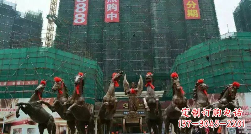 河南阿波罗八匹马踏浪而来景观马群铜雕
