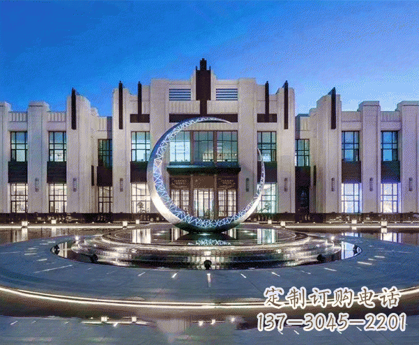 河南城市不锈钢月亮摆件雕塑