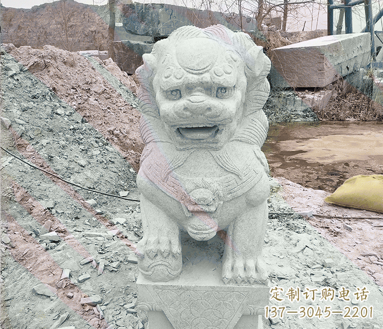 河南公园踩绣球狮子动物石雕