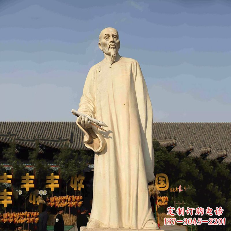 河南清代书画家郑板桥石雕塑-中国历史名人汉白玉雕像