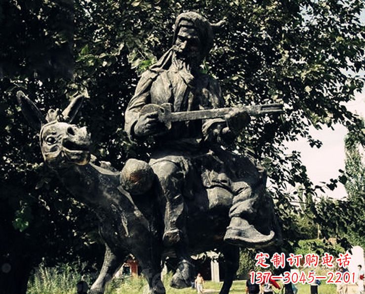 河南阿凡提和小毛驴公园景观铜雕