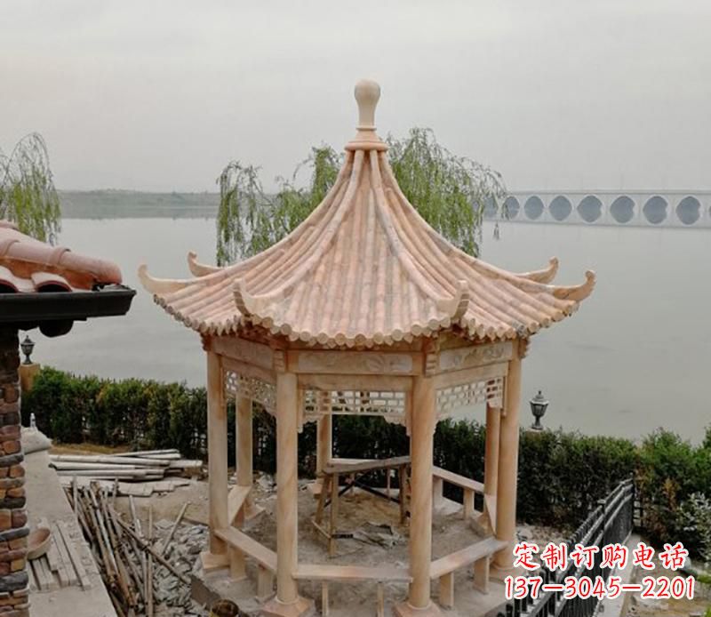 河南精致古典八角凉亭石雕