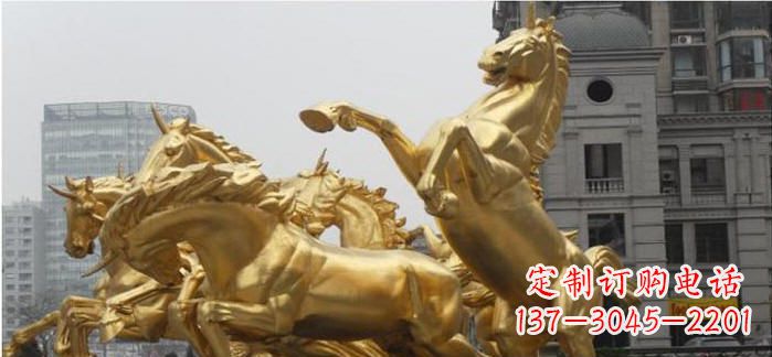 河南八马奔腾铜雕马群