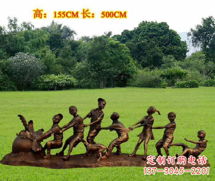 河南拔萝卜人物铜雕1