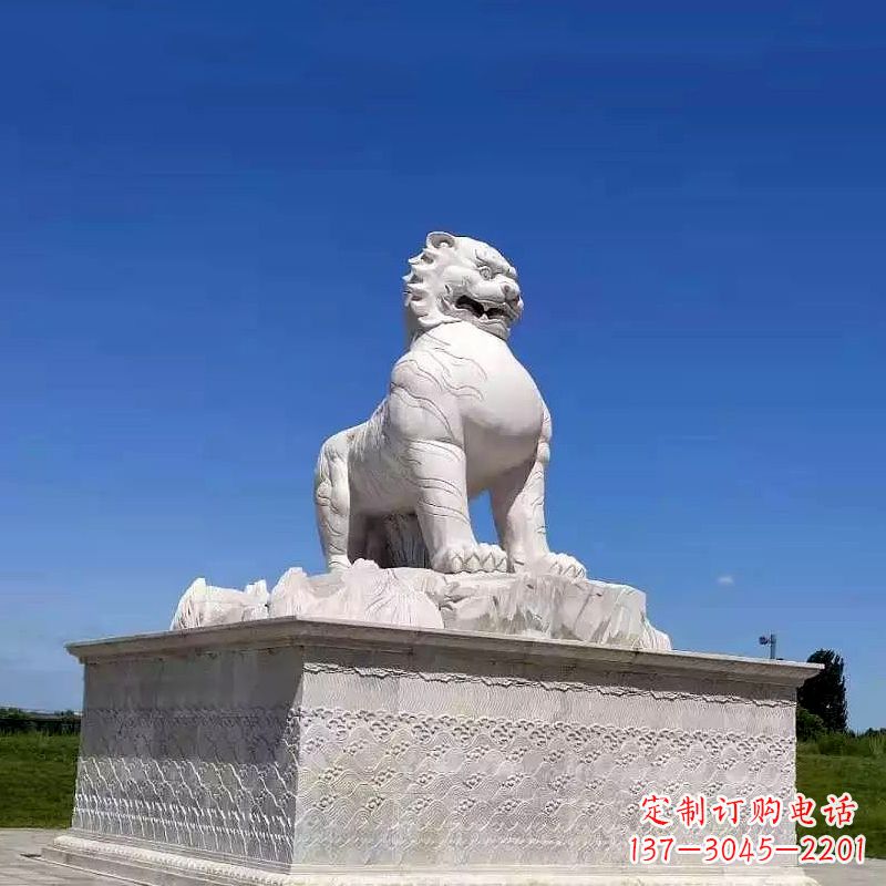 河南白虎魅力古老神兽雕塑摆件