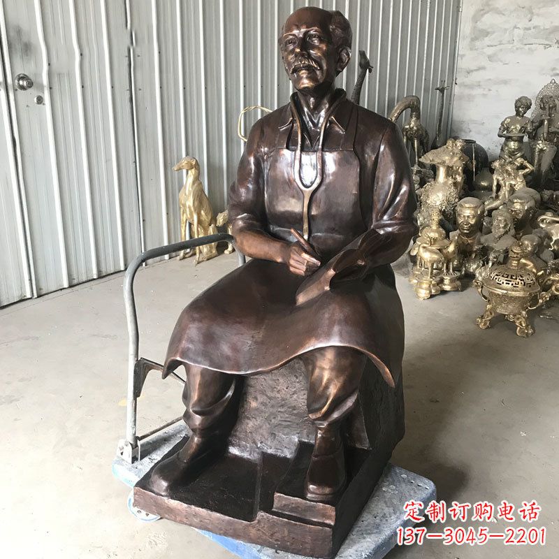 河南白求恩坐姿纯铜雕塑