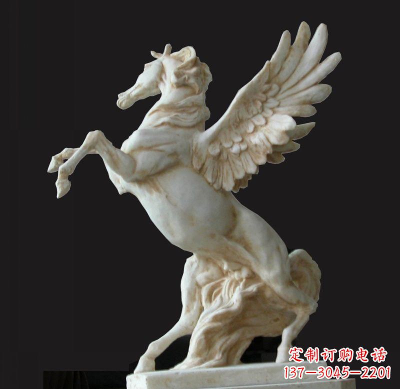 河南白色飞马石雕