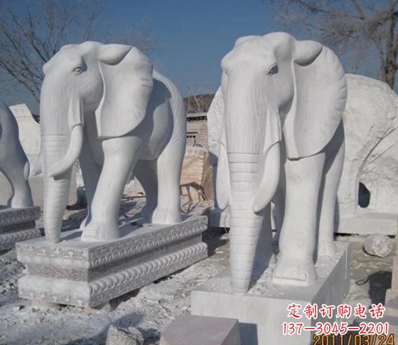 河南白色石头大象