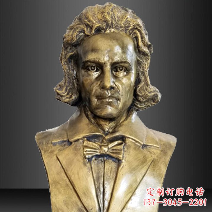 河南贝多芬雕塑作品-纯铜铸造名人胸像