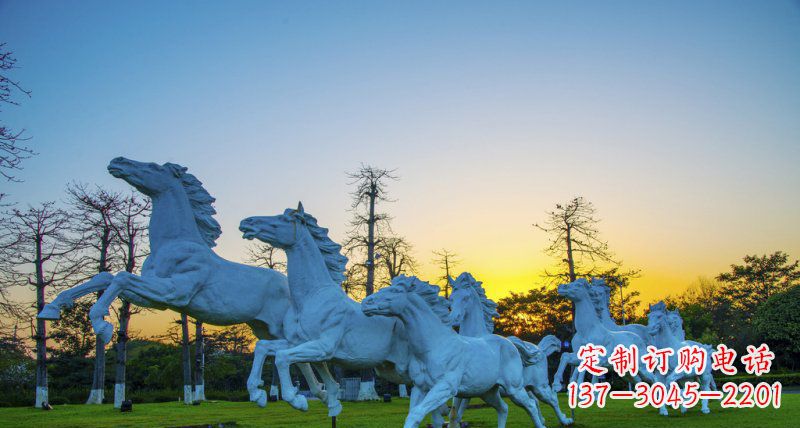 河南奔跑的马群城市公园景观铜雕