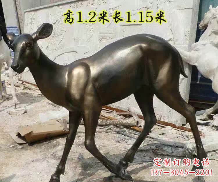 河南奔跑的小鹿铜雕 (2)