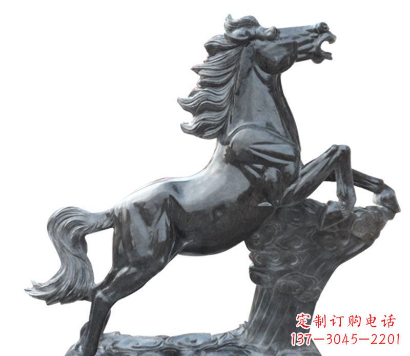 河南奔跑黑马石雕公园动物摆件