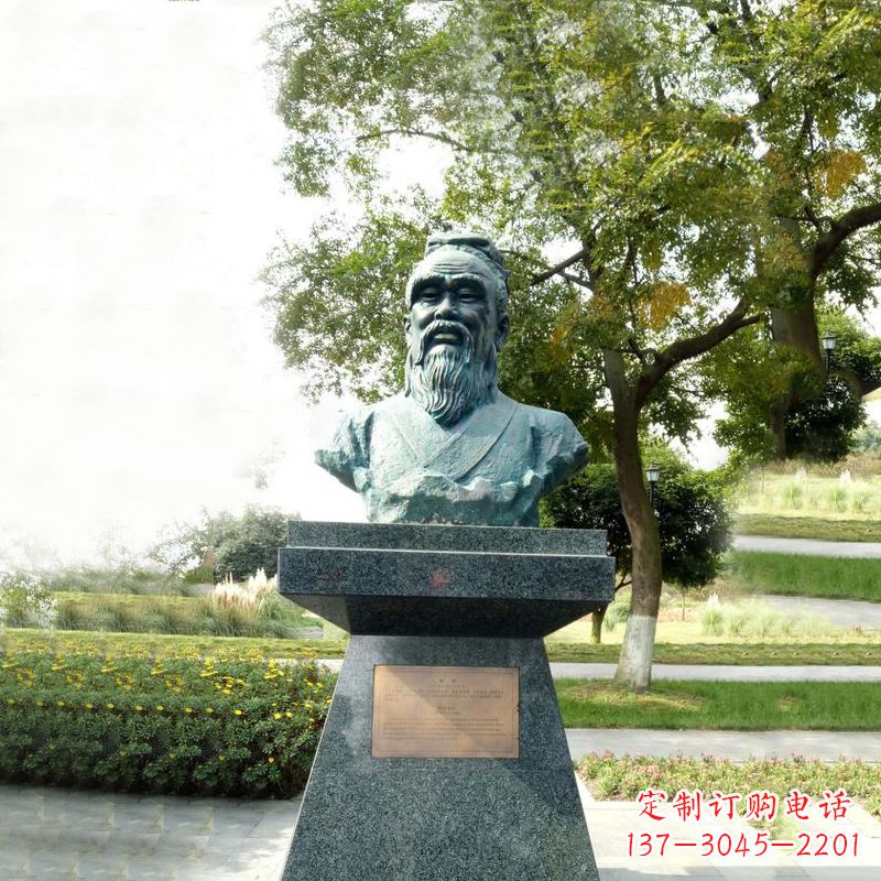 河南扁鹊石雕头像-公园中国古代十大名医历史著名医学人物雕塑
