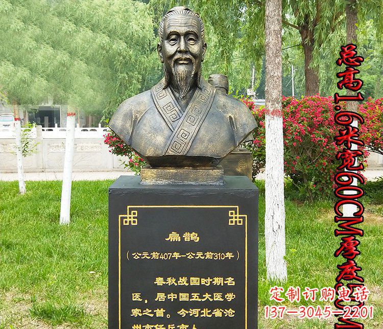 河南扁鹊胸像古代名医铜雕