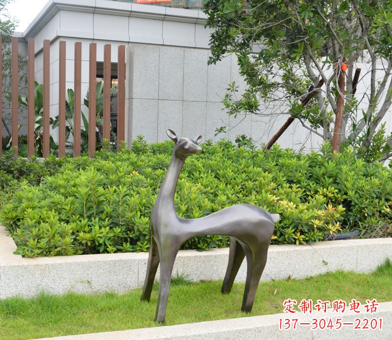 河南别墅抽象小鹿铜雕