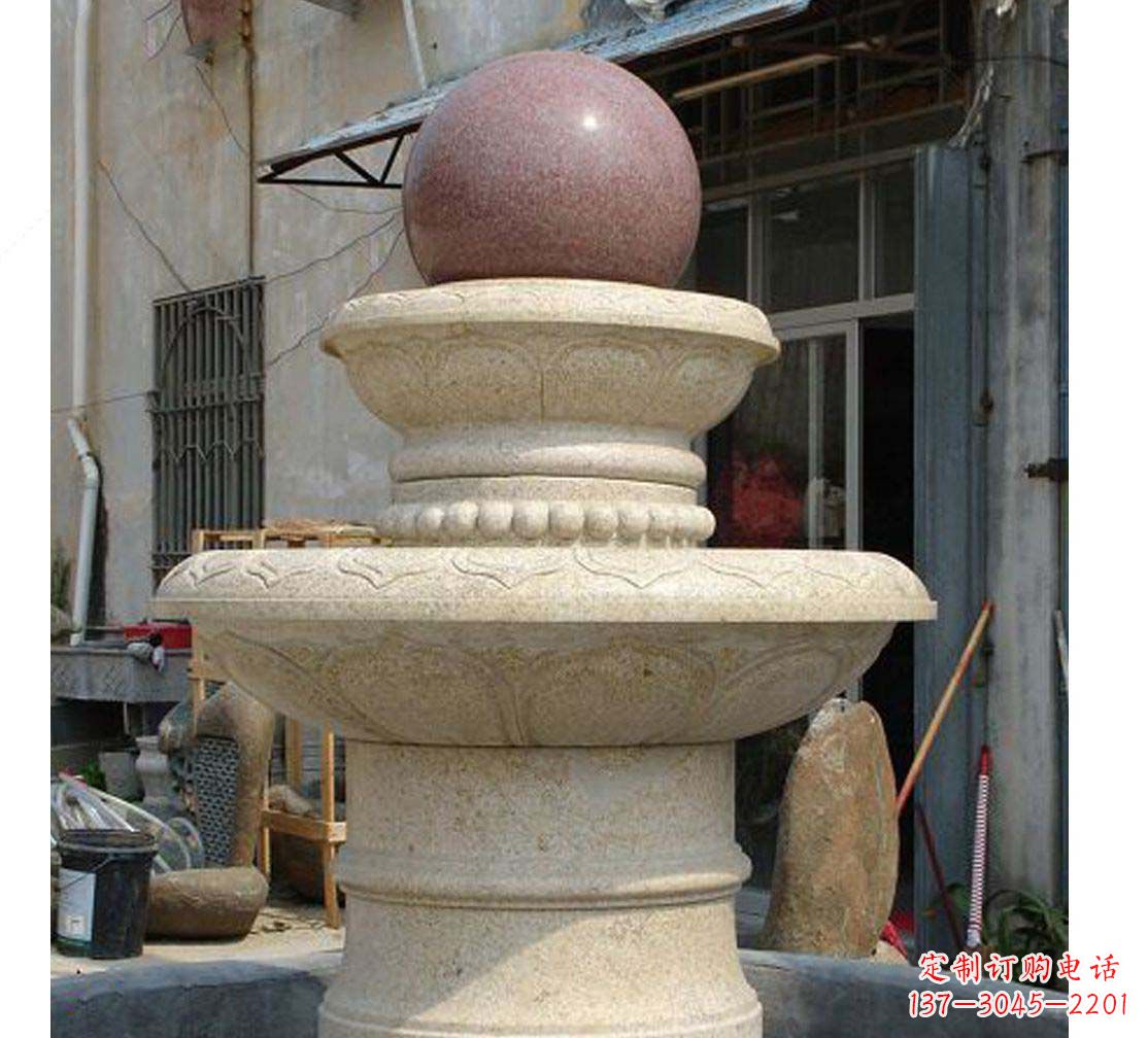 河南别墅景观大理石风水球喷泉雕塑