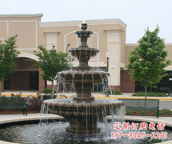 河南别墅景观石雕多层喷泉雕塑 (3)