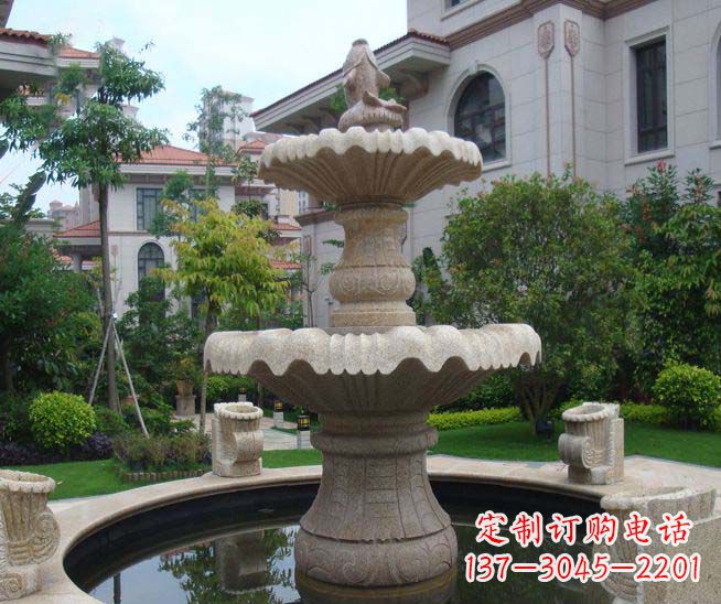 河南别墅景观石雕多层喷泉雕塑