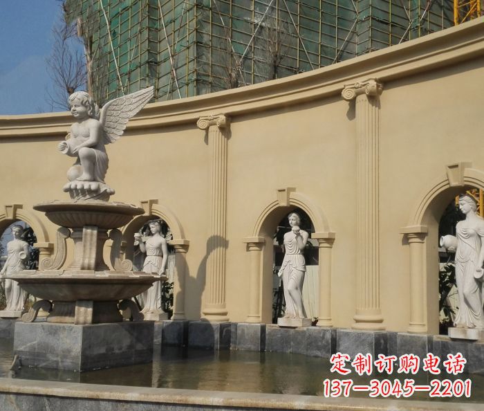 河南别墅景观天使喷泉石雕 (3)