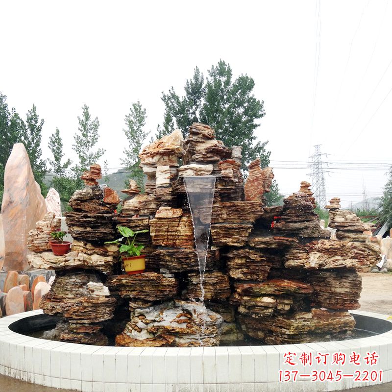 河南别墅奇石鱼池假山