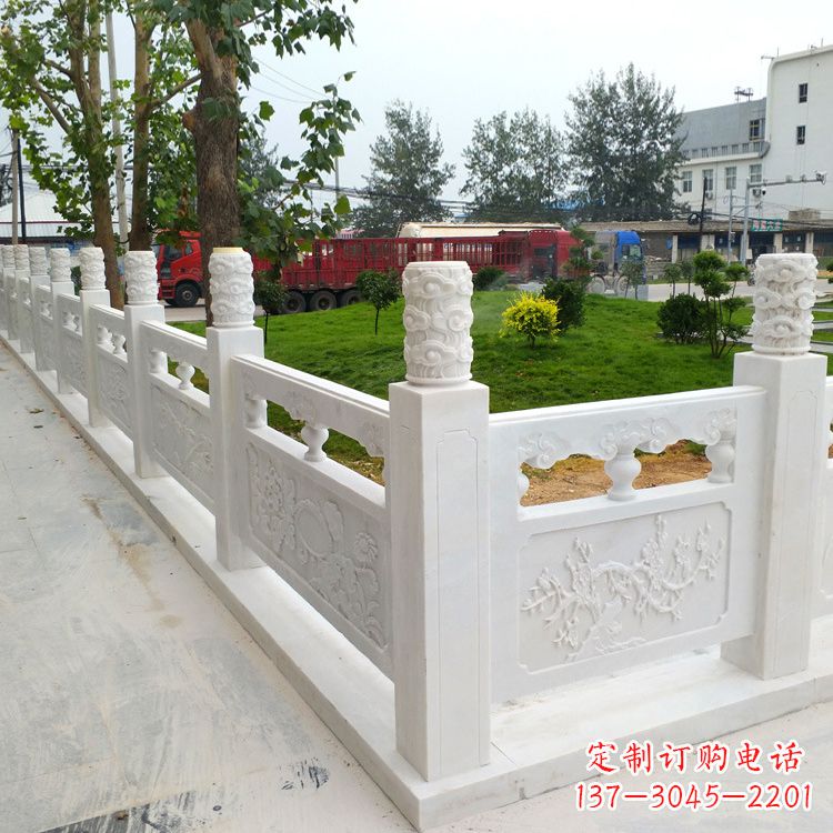 河南别墅园林大理石石雕栏板护栏