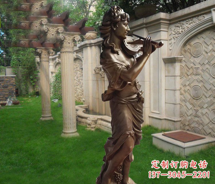 河南别墅西方女人玻璃钢仿铜景观雕塑