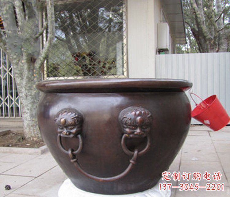 河南别墅招财水缸铜雕塑摆件 (2)