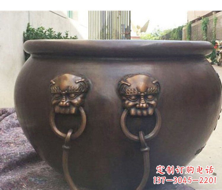 河南别墅招财水缸铜雕塑摆件