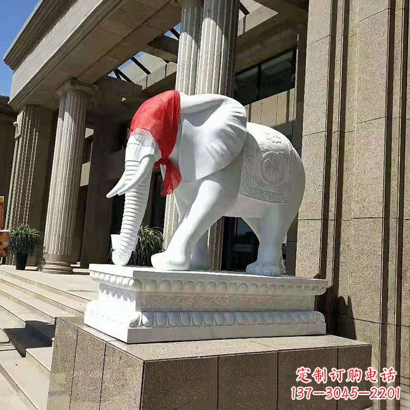 河南宾馆酒店看门大象汉白玉吉祥动物石雕