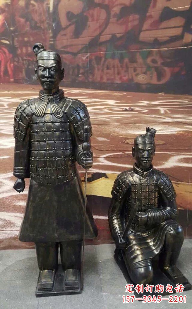 河南兵马俑玻璃钢仿铜人物雕塑