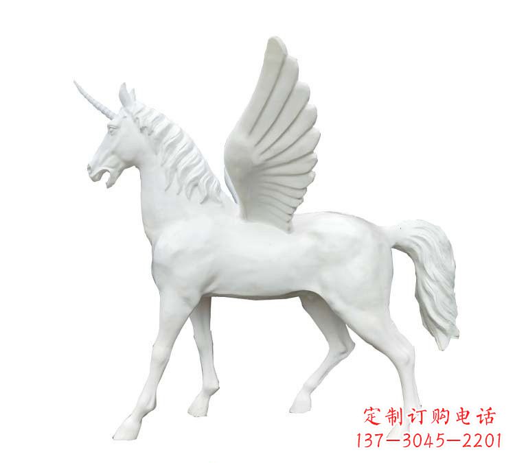 河南玻璃钢白色飞马雕塑