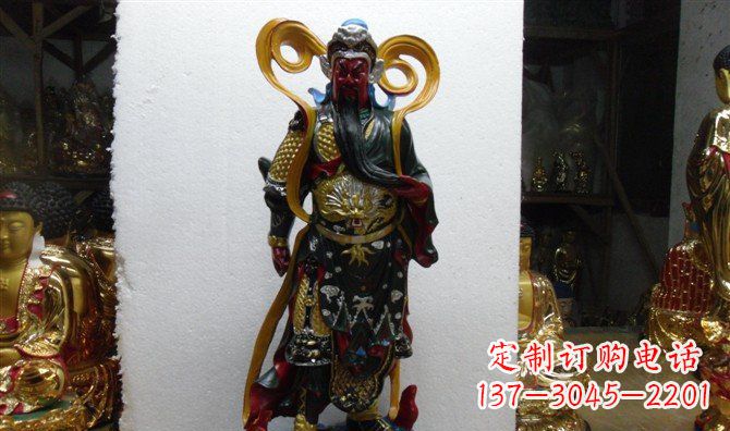 河南玻璃钢彩绘持刀关公