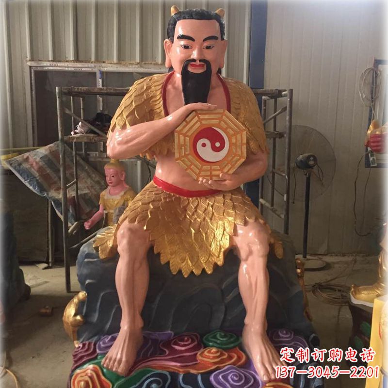 河南玻璃钢彩绘青帝太昊伏羲神像