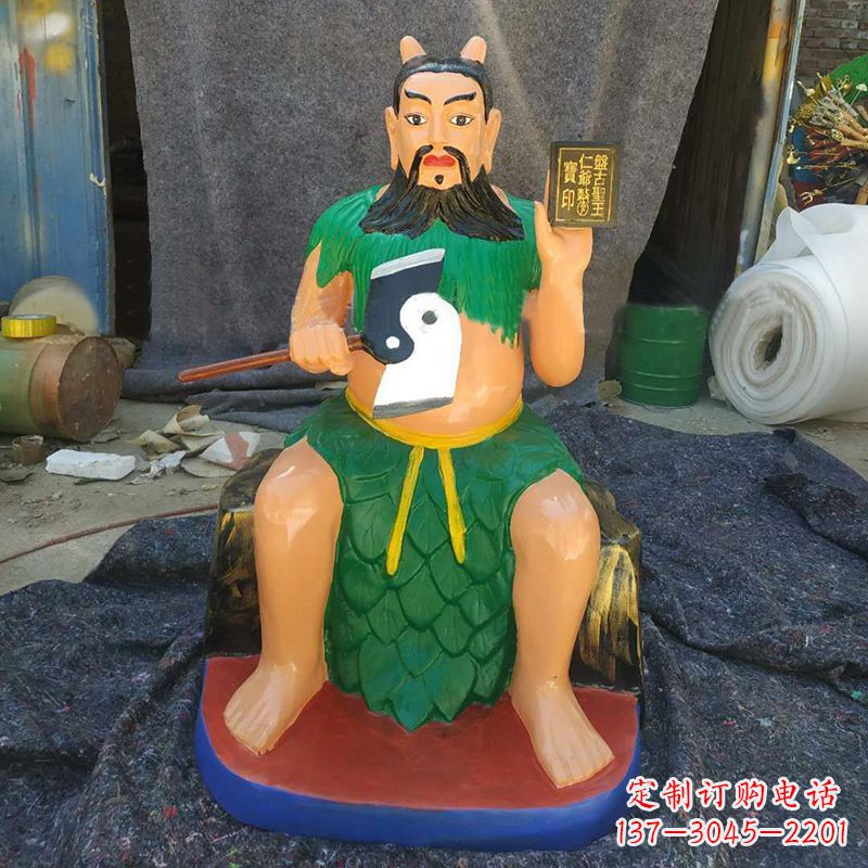 河南玻璃钢彩绘五榖神农大帝雕像