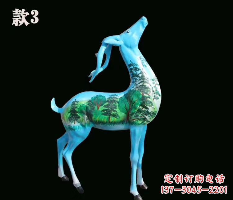 河南玻璃钢彩绘艺术小鹿雕塑