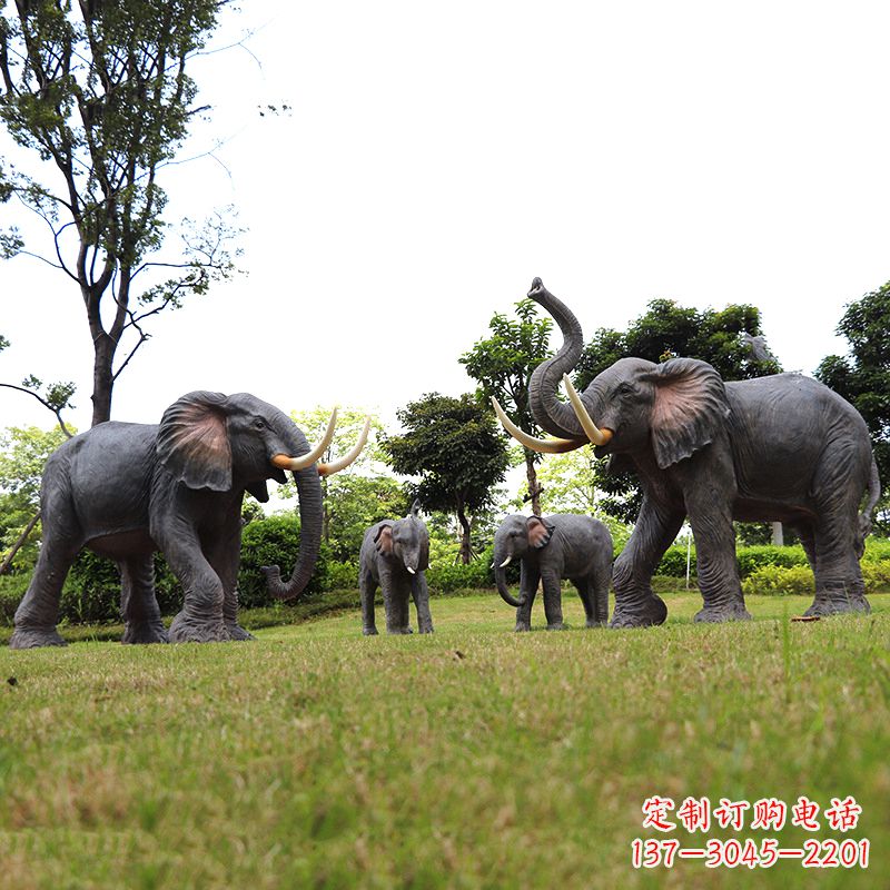 河南玻璃钢大象雕塑传承古老文化,点缀园林景观