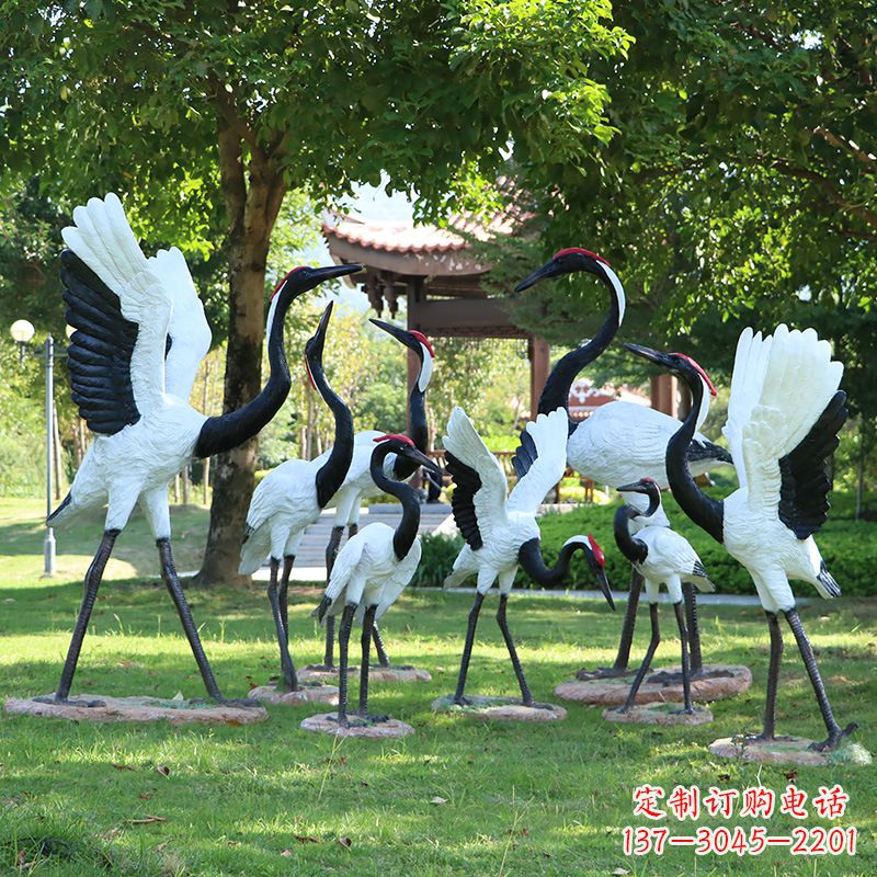 河南玻璃钢丹顶鹤雕塑