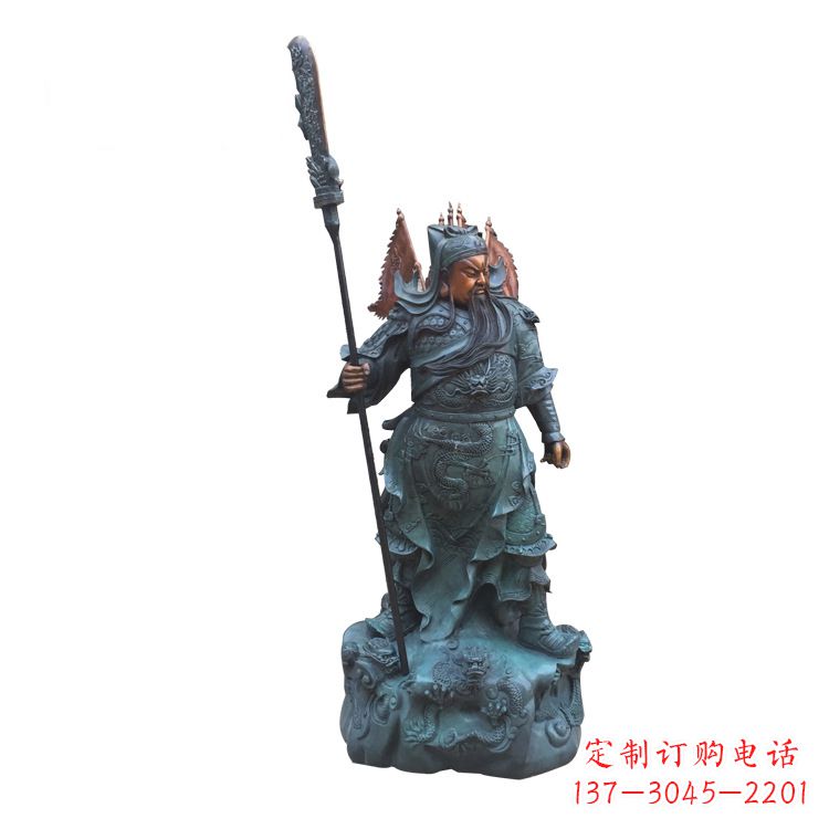 河南玻璃钢仿铜彩绘关公像