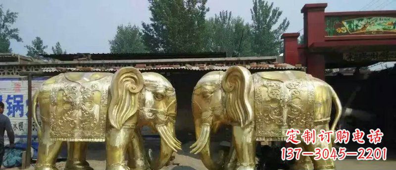 河南玻璃钢仿铜大象公园动物雕塑