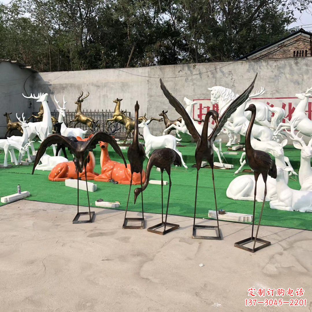 河南玻璃钢仿铜雕塑仙鹤