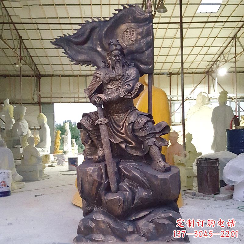 河南玻璃钢仿铜关公雕塑