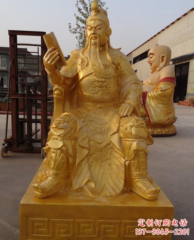 河南玻璃钢仿铜关公读春秋