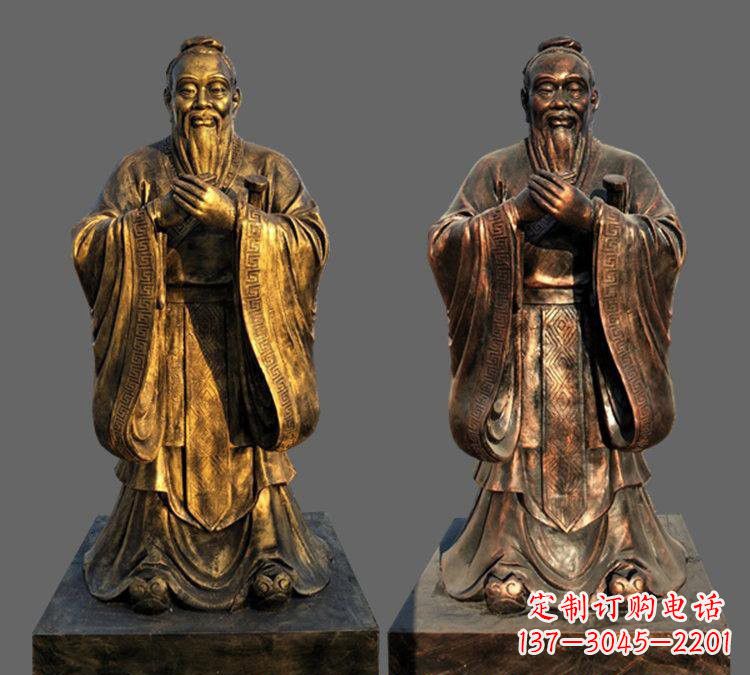 河南玻璃钢仿铜孔子雕塑——校园名人的荣耀