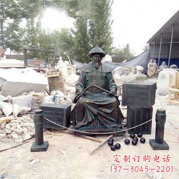 河南林则徐雕塑以玻璃钢仿铜呈现