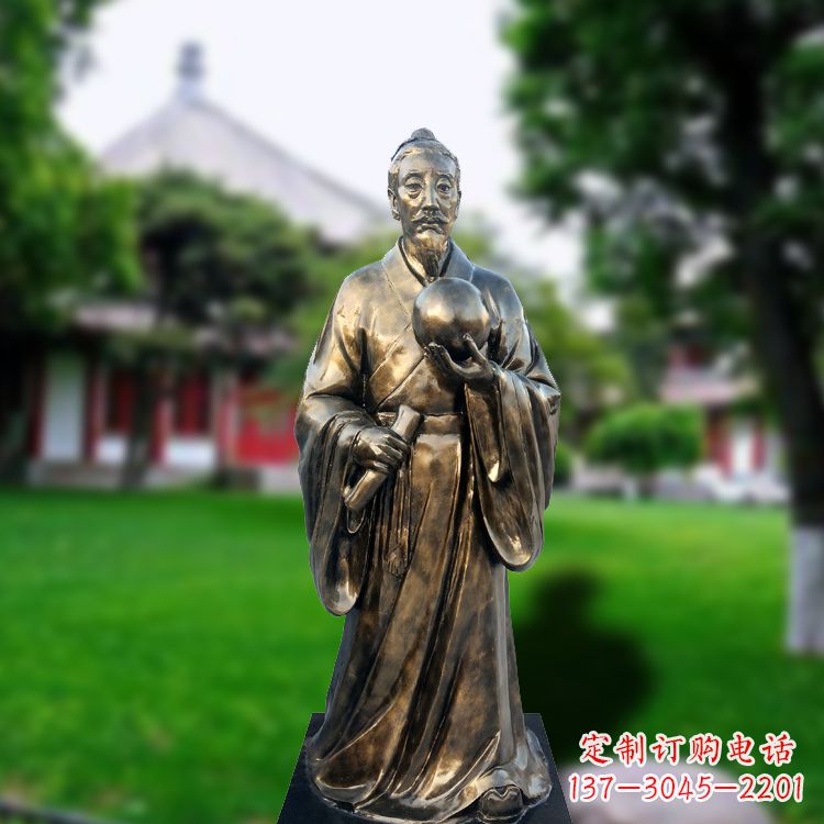 河南玻璃钢仿铜张衡塑像-中国东汉时期著名天文学家
