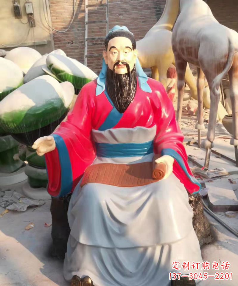 河南玻璃钢仿真古代名人孔子讲学雕塑