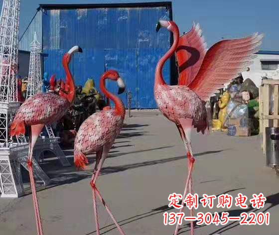 河南玻璃钢仿真火烈鸟雕塑广场景观雕塑户外摆件