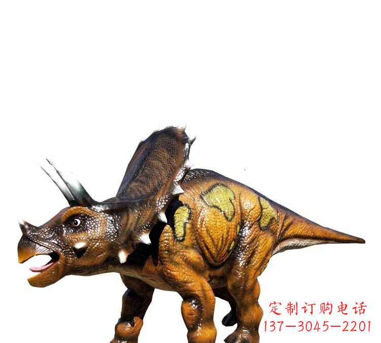 河南玻璃钢仿真恐龙三角龙雕塑